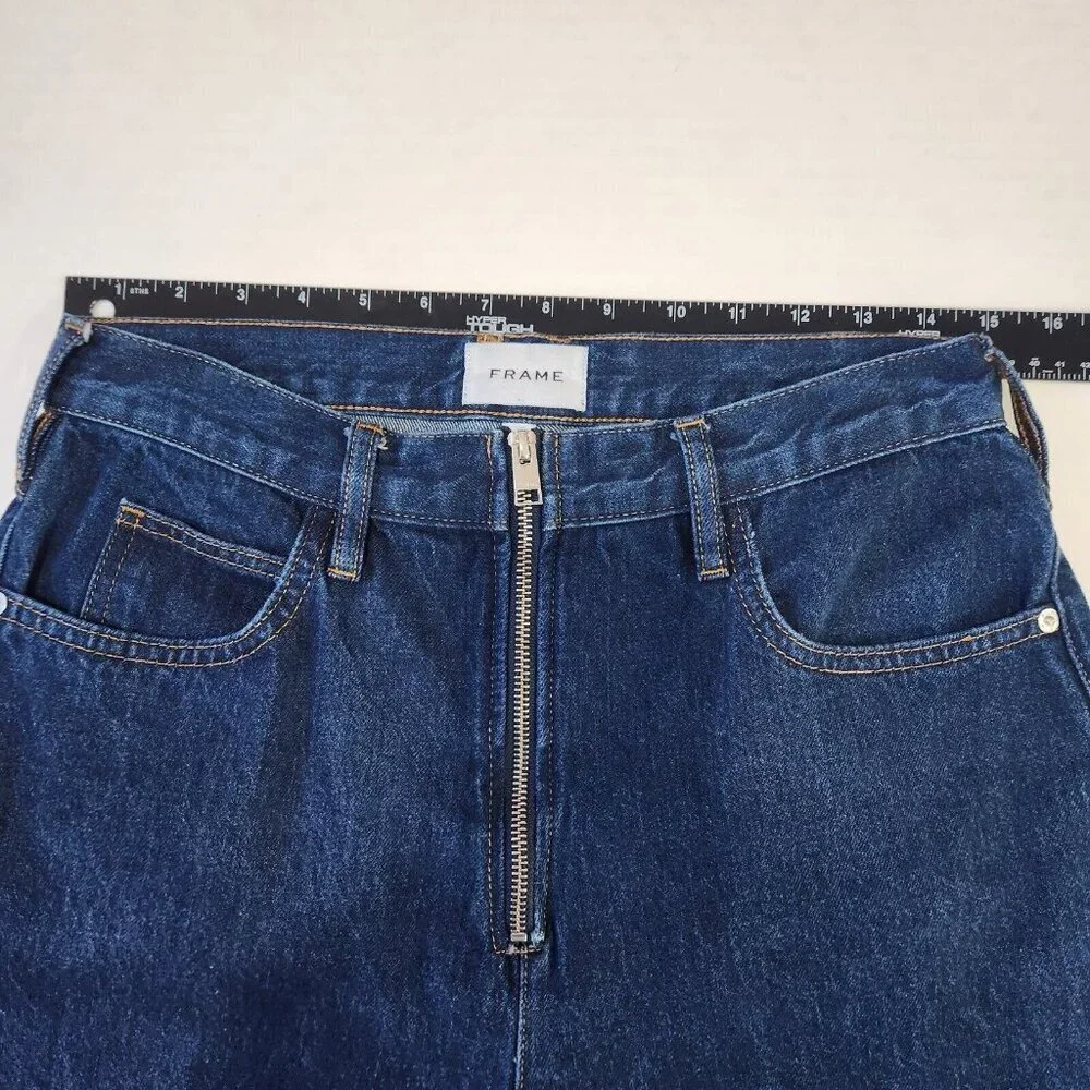 FRAME Denim Le High N Tight Straight Leg Exposed Zipper Jeans 29 Blue High‎ Rise